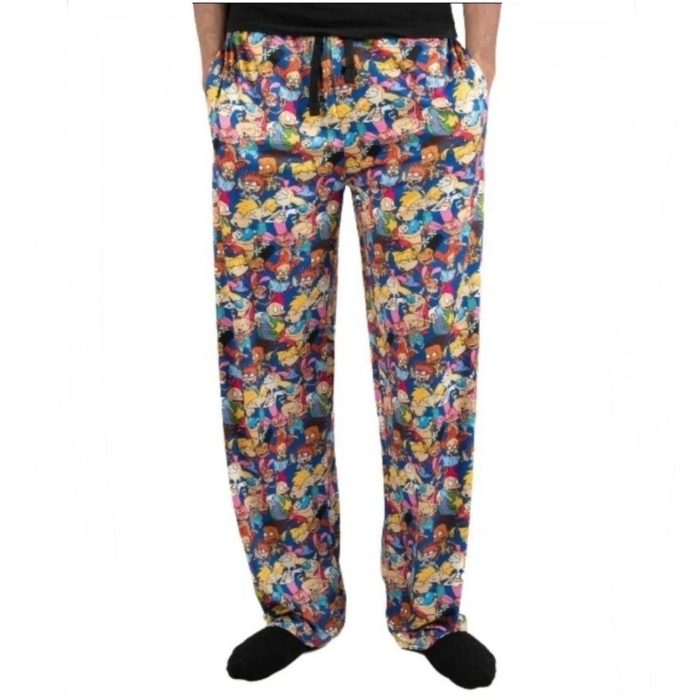 Nickelodeon Pajama Lounge Pants Sz L Sleepwear Pockets Rugrats Ren Stimpy Arnold
